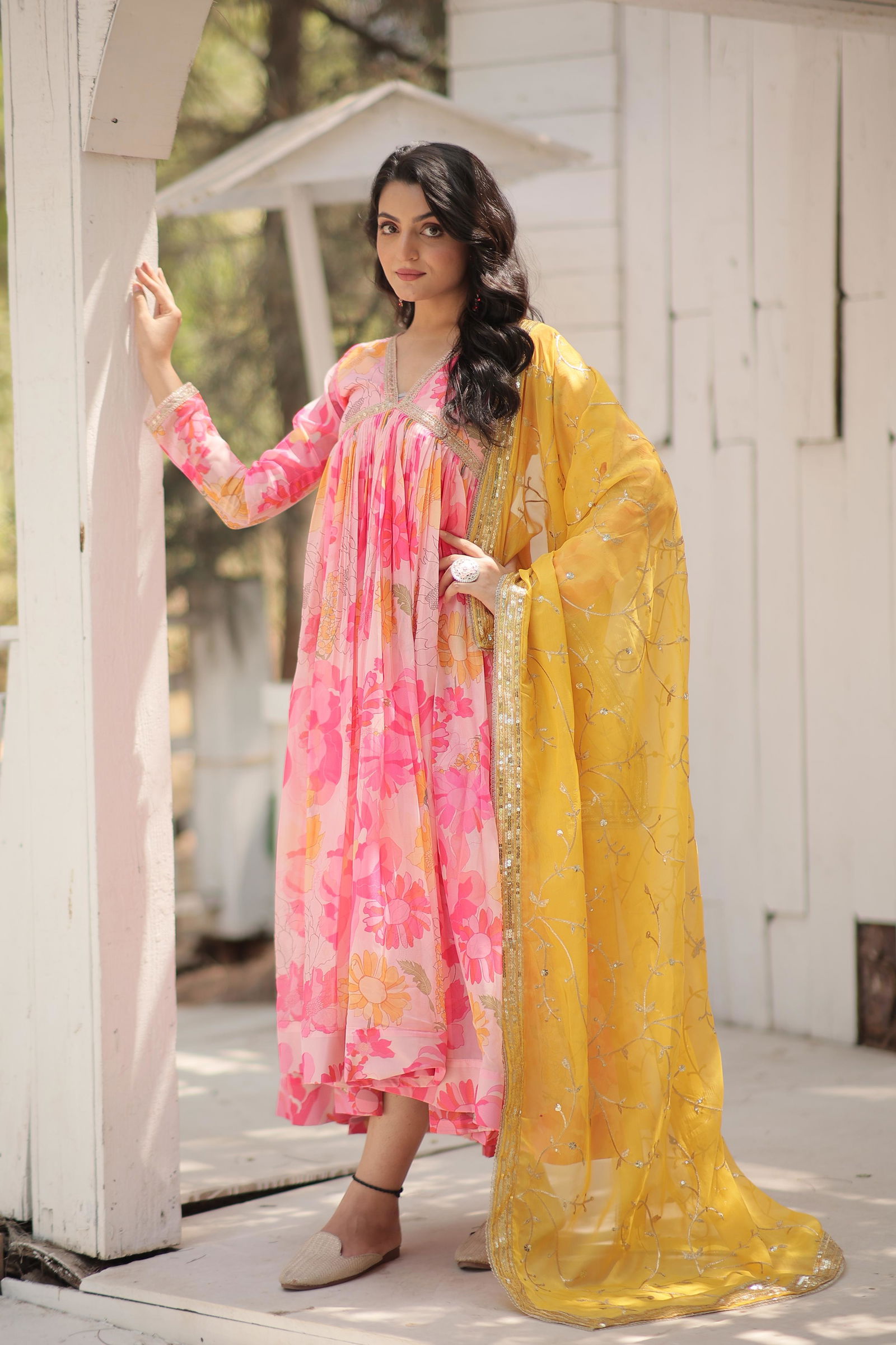 KA 1104 Russian silk Digital Printed Gown With Dupatta Wholesale Price In Surat